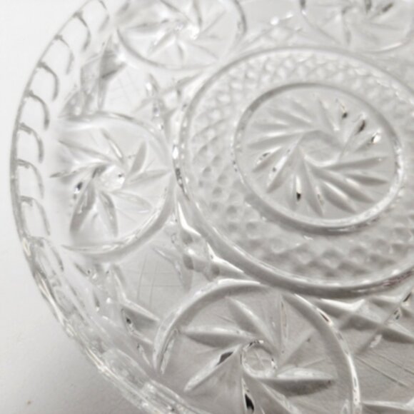 Antique Bohemian Czech Pinwheel Design Cut Crystal Decorative Luncheon 6" Plate - Picture 3 of 9